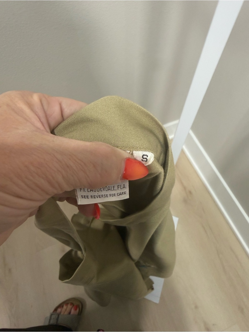 Khaki A-Line Midi Skirt with Embroidered Pelican - Picture 5 of 6